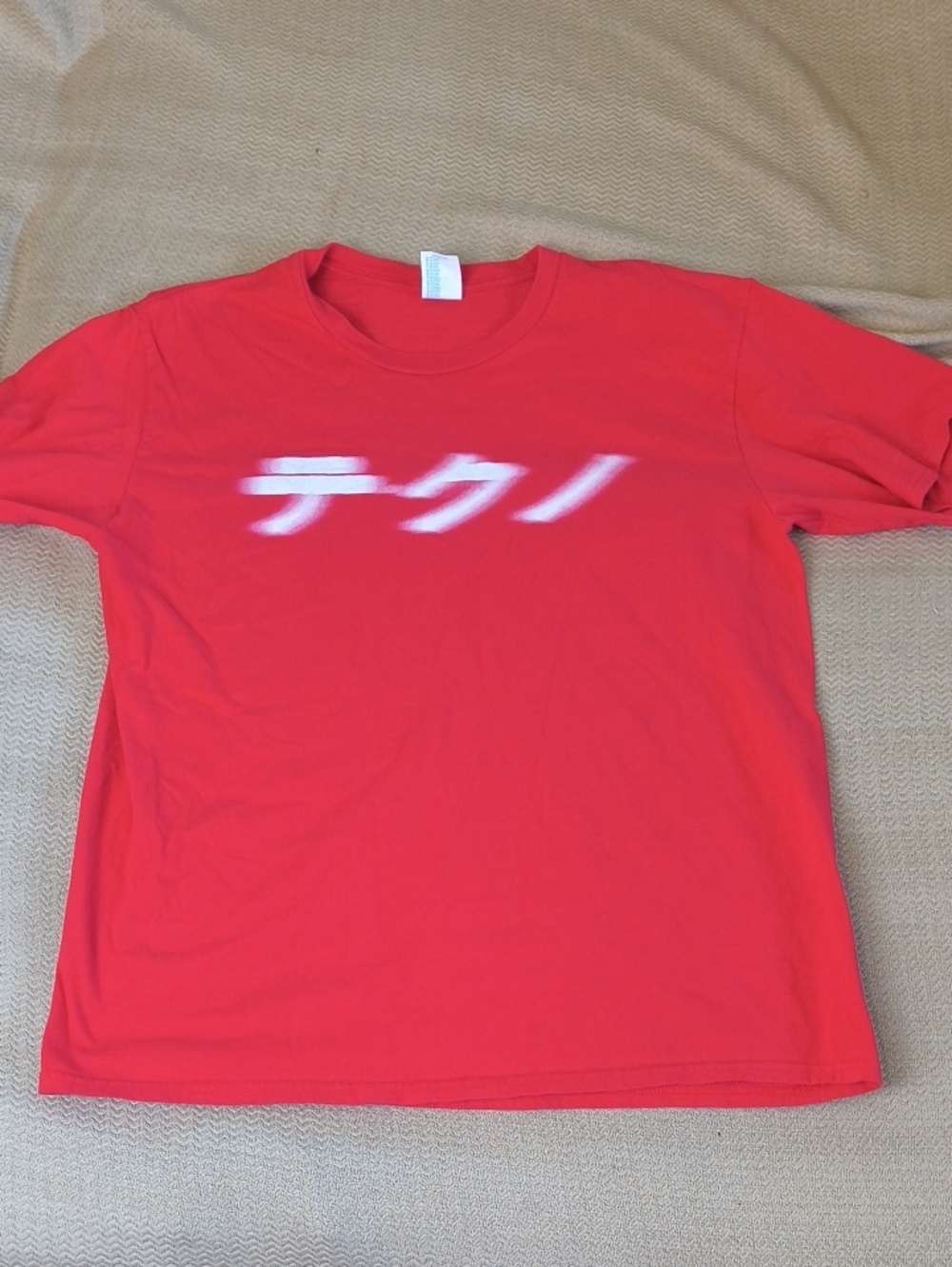 Red Short-Sleeve 100% Cotton Graphic Tee with White Japanese Coke Logo Large